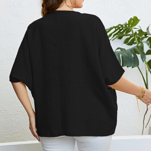 Plus Size Solid Color Top Patchwork Top in Plus Size Tops Tees