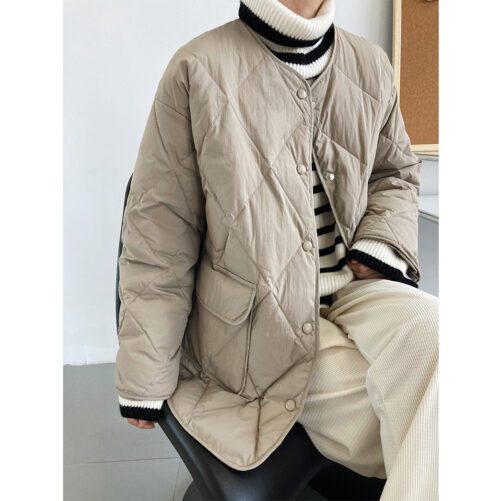 Lightweight Thin Type Loose Warm VarsityCoat in Puffer Coats
