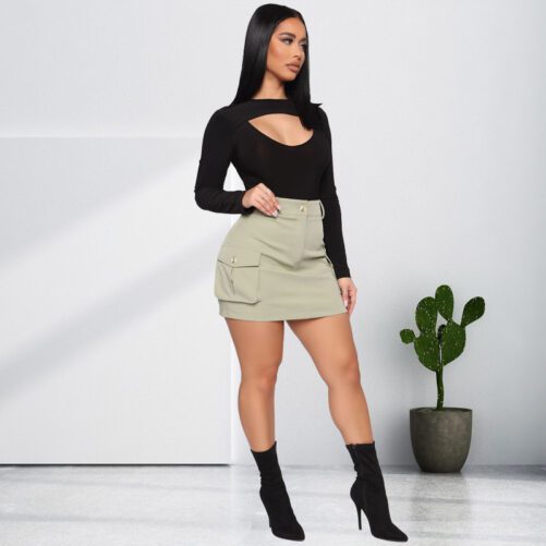 Plus Size Black Tight Sexy Hollow Out Cutout Jumpsuit in Plus Size Bodysuits