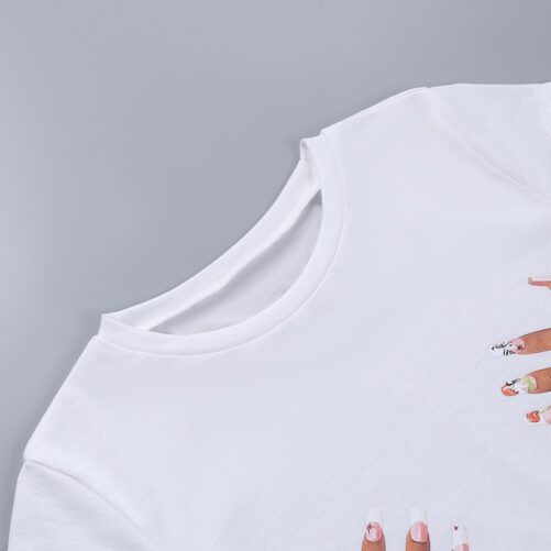Basic round Neck Palm Printed Short Sleeve Top in Tops & Tees