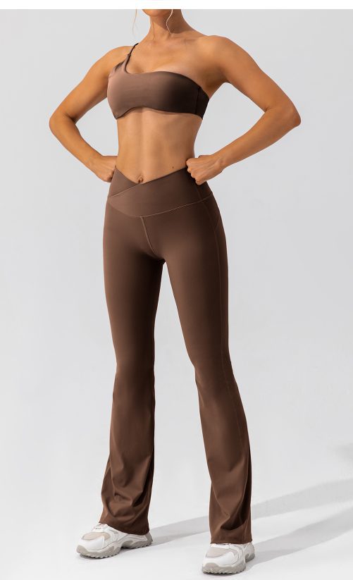 Push up One Shoulder Lulu Nude Yoga Vest in Sports Bras