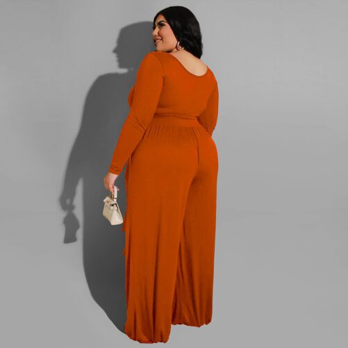 Plus Size Knitted Casual Two-Piece Suit in Plus Size Pant Sets