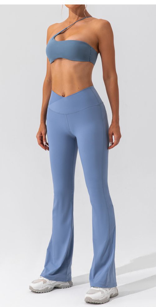 Push up One Shoulder Lulu Nude Yoga Vest in Sports Bras