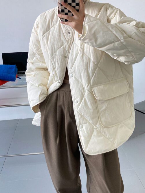 Lightweight Thin Type Loose Warm VarsityCoat in Puffer Coats