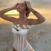 Solid Color Stitching Tied Slim Fit Inner Wear Tube Corset in Corsets Shapewear