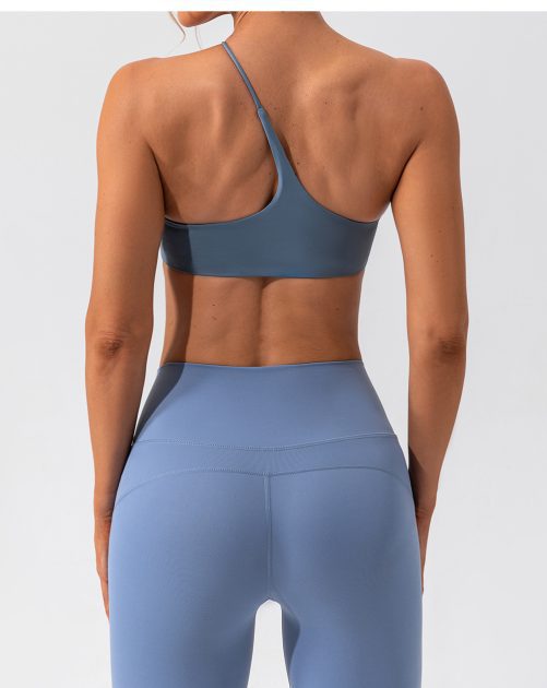 Push up One Shoulder Lulu Nude Yoga Vest in Sports Bras
