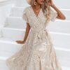 Small Floral Split V neck Dress in Dresses