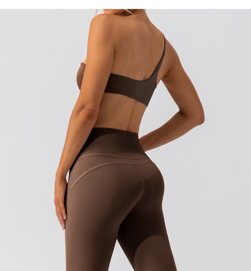Push up One Shoulder Lulu Nude Yoga Vest in Sports Bras
