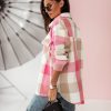Autumn Winter Color Plaid Shirt Brushed Woolen Shirt in Jackets