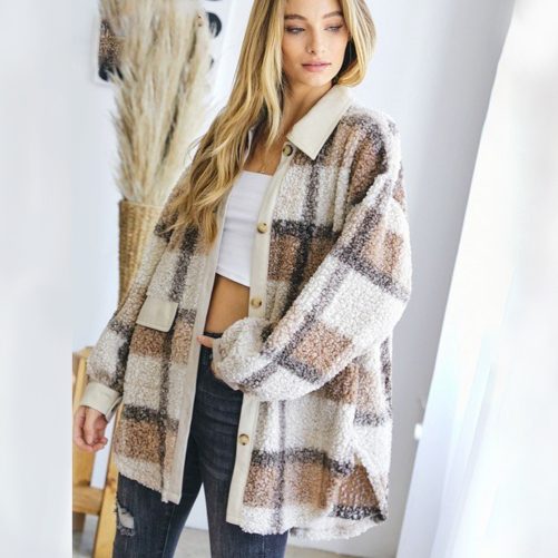 Winter Lamb Wool Stitching Corduroy Jacket in Jackets