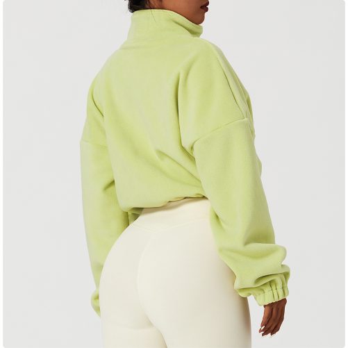 Stand Collar Loose Fleece Warm Jacket in Sports Tops