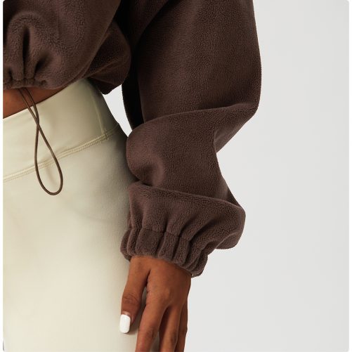 Stand Collar Loose Fleece Warm Jacket in Sports Tops