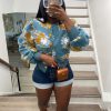 Autumn Winter Retro Three Dimensional Floral Loose Single Breasted Cardigan Short Jacket in Jackets