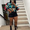 Autumn Winter Retro Three Dimensional Floral Loose Single Breasted Cardigan Short Jacket in Jackets