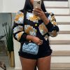 Autumn Winter Retro Three Dimensional Floral Loose Single Breasted Cardigan Short Jacket in Jackets