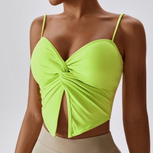 Sexy Pleated Nude Feel Yoga Vest in Sports Bras