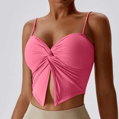 Sexy Pleated Nude Feel Yoga Vest in Sports Bras