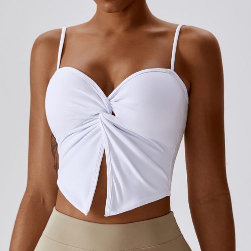 Sexy Pleated Nude Feel Yoga Vest in Sports Bras