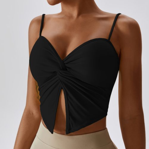 Sexy Pleated Nude Feel Yoga Vest in Sports Bras