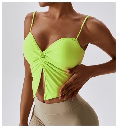 Sexy Pleated Nude Feel Yoga Vest in Sports Bras