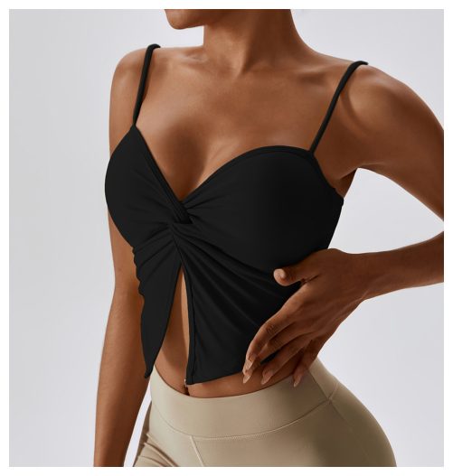 Sexy Pleated Nude Feel Yoga Vest in Sports Bras