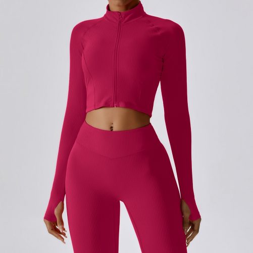 Autumn Quick Drying Long Sleeved Yoga Thread Zipper Jacket in Sports Tops