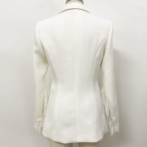 Split Sleeve Lace Trim Decoration One Button Slim Fit Small Business Blazer in Blazers Suits