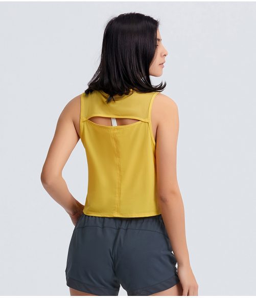 Sleeveless Navel-Exposed Short Sexy Back Hollow-out Quick-Drying Breathable Sports Top in Sports Tops