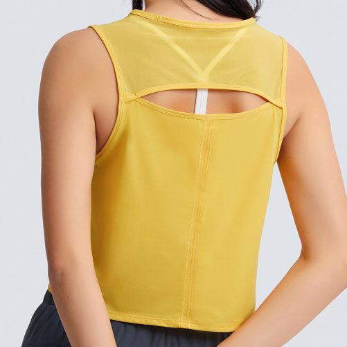 Sleeveless Navel-Exposed Short Sexy Back Hollow-out Quick-Drying Breathable Sports Top in Sports Tops