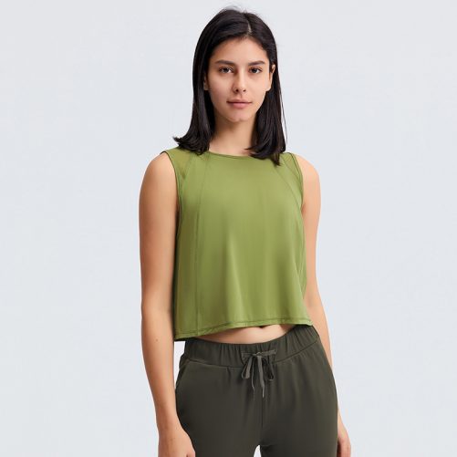Sleeveless Navel-Exposed Short Sexy Back Hollow-out Quick-Drying Breathable Sports Top in Sports Tops