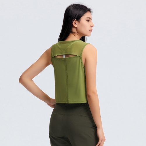 Sleeveless Navel-Exposed Short Sexy Back Hollow-out Quick-Drying Breathable Sports Top in Sports Tops