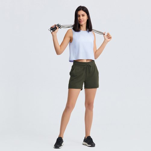Sleeveless Navel-Exposed Short Sexy Back Hollow-out Quick-Drying Breathable Sports Top in Sports Tops