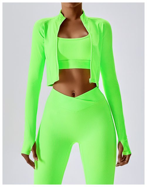 Autumn Quick Drying Long Sleeved Yoga Thread Zipper Jacket in Sports Tops
