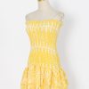 A-Line Bandeau One Shoulder Embroidery Dress in Dresses