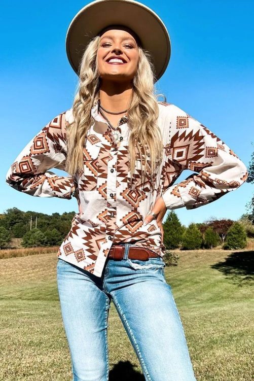 Spring Autumn Fashionable Loose All Match Long Sleeve Single Breasted Collared Shirt in Shirts & Blouses