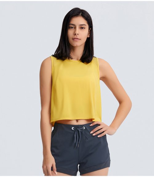 Sleeveless Navel-Exposed Short Sexy Back Hollow-out Quick-Drying Breathable Sports Top in Sports Tops