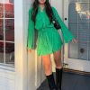 Summer Floral Print Lace-up Turn-down Collar Single Breasted Cardigan Long Sleeve Dress in Dresses