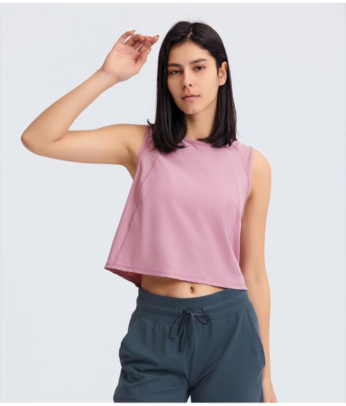 Sleeveless Navel-Exposed Short Sexy Back Hollow-out Quick-Drying Breathable Sports Top in Sports Tops