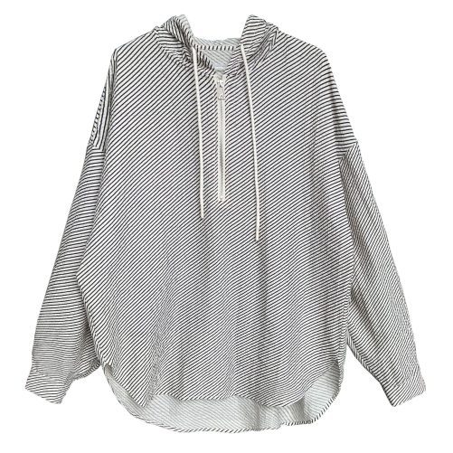 Idle Striped Casual Hooded Shirt in Hoodies
