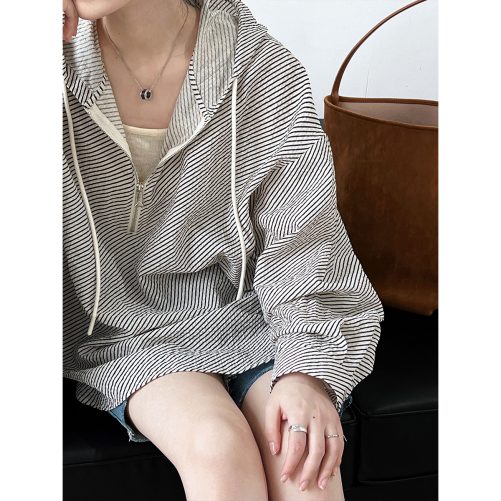Idle Striped Casual Hooded Shirt in Hoodies
