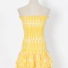 A-Line Bandeau One Shoulder Embroidery Dress in Dresses