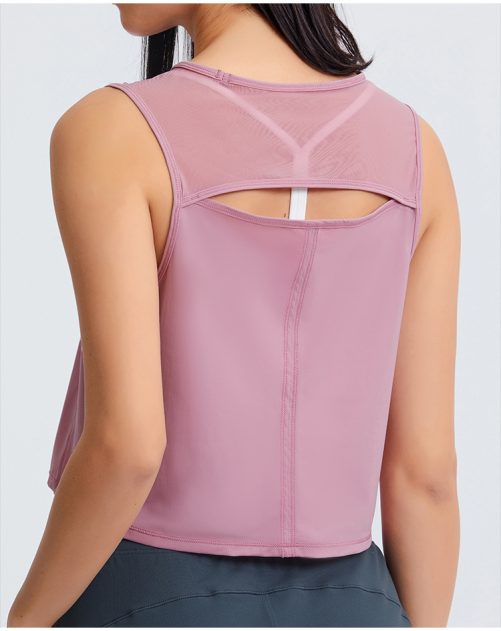 Sleeveless Navel-Exposed Short Sexy Back Hollow-out Quick-Drying Breathable Sports Top in Sports Tops
