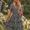 French Romantic Short Sleeve Tiered Dress in Dresses