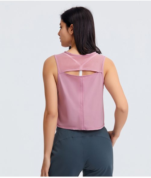 Sleeveless Navel-Exposed Short Sexy Back Hollow-out Quick-Drying Breathable Sports Top in Sports Tops