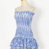 A-Line Bandeau One Shoulder Embroidery Dress in Dresses