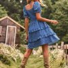 French Romantic Short Sleeve Tiered Dress in Dresses