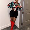 Autumn Winter Retro Three Dimensional Floral Loose Single Breasted Cardigan Short Jacket in Jackets