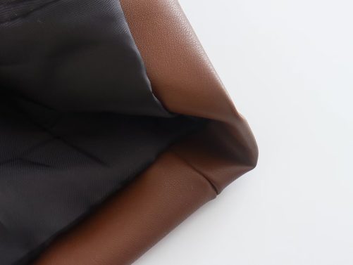 Autumn Winter Faux Leather Double Breasted Blazer in Blazers Suits