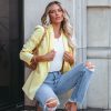 Spring Summer One Button Long Sleeve Candy Color Blazer in Blazers Suits