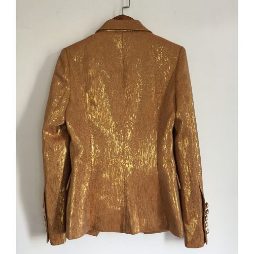 High Quality Metal Lion Head Buckle Double Breasted Small Gold Coat in Blazers Suits